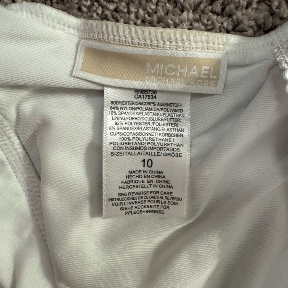 MICHAEL Michael Kors Cream and Brown One-Shoulder Swimsuit - Picture 5 of 9